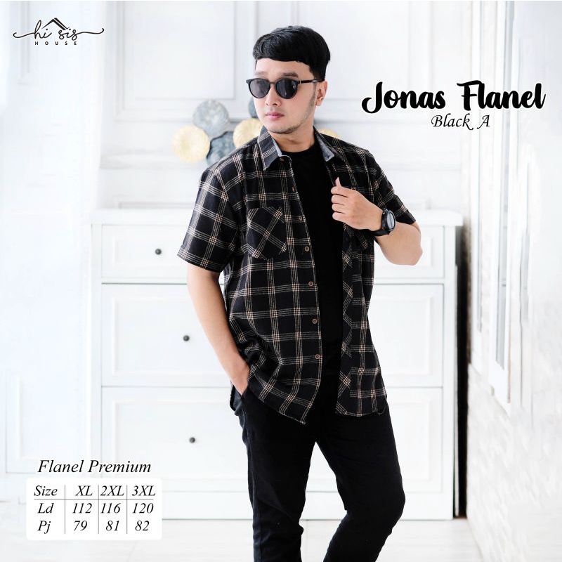 KEMEJA FLANEL JONAS BY HI SIS HOUSE | Kemeja Flanel Premium Lengan Pendek