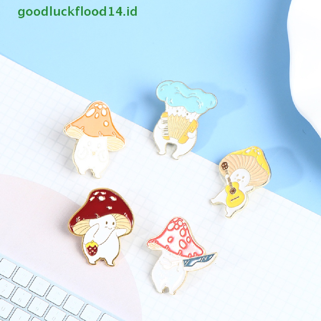 [GOOGFOUR] Lucu Jamur Lencana Bros Enamel Pin Di Ransel Wanita Anime Pin Enamel [TOP]