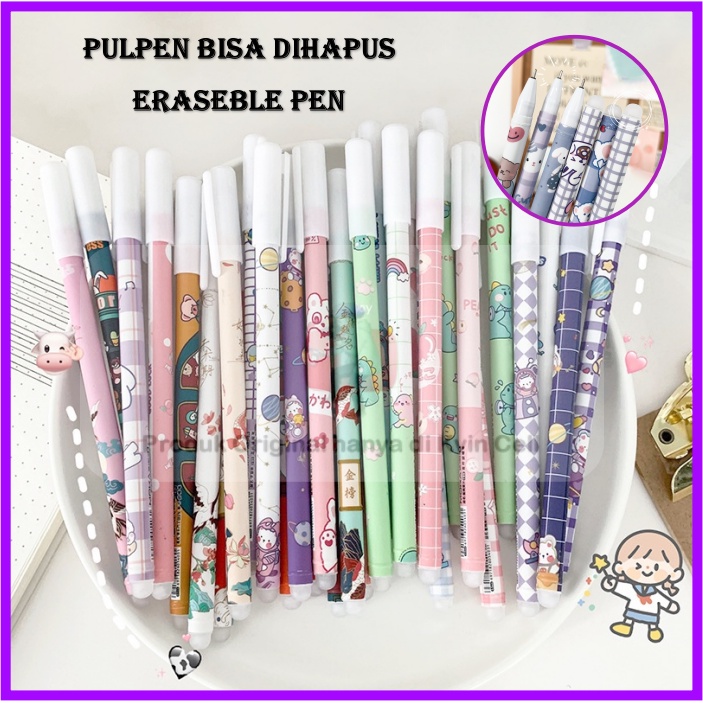 Pena Pulpen Bolpen Bisa Dihapus Aesthetic Gel Lucu Warna Warni Motif Karakter Erasable Pen 1 Pack 1 