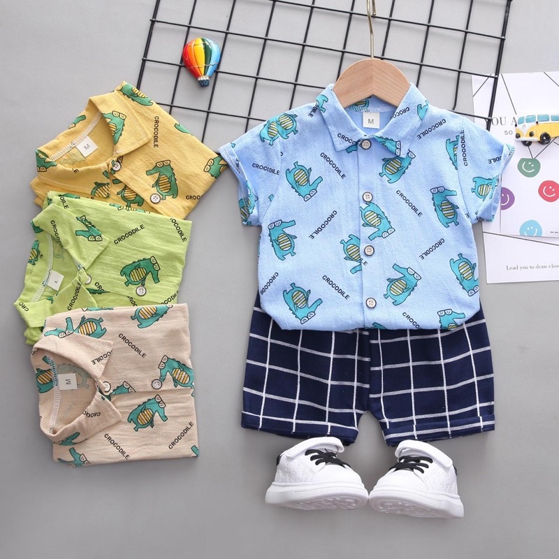 SETELAN KEMEJA ANAK IMPORT | STL002 | SETELAN HEM ANAK LAKI | SETELAN POLO ANAK COWOK IMPORT