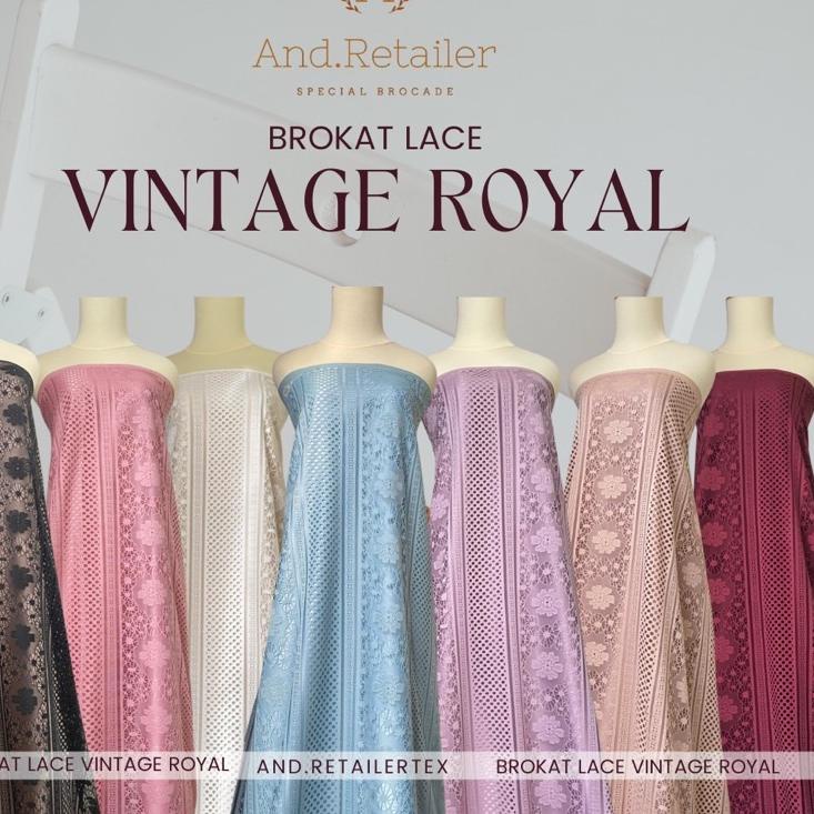 Ready Stok Kain Brokat Lace Vintage Royal Hitam Black dan Lilac