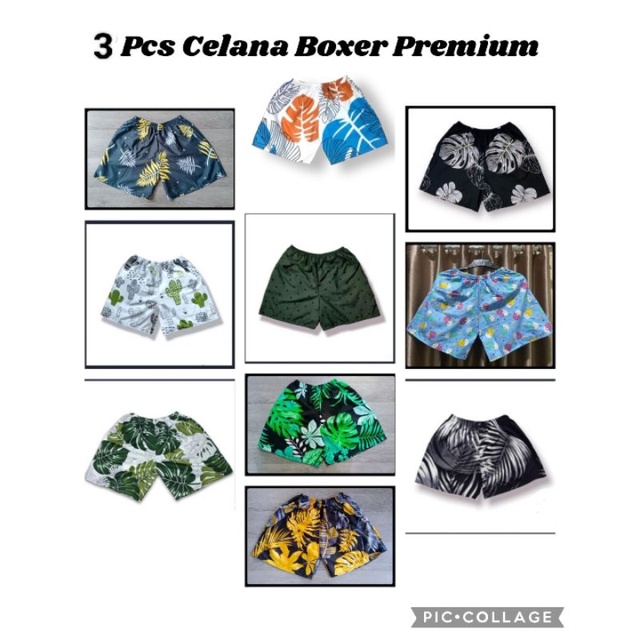 Paket isi 3 Pcs CELANA BOXER /CELANA PENDEK PRIA WANITA DEWASA UNISEX ALL SIZE