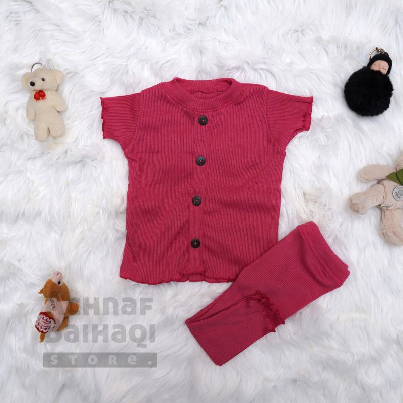 Baju Setelan Anak Perempuan NINA Ruffle Knit Tee | Baju Oneset Anak Perempuan Bahan Rib Knit Halus Dan Lembut