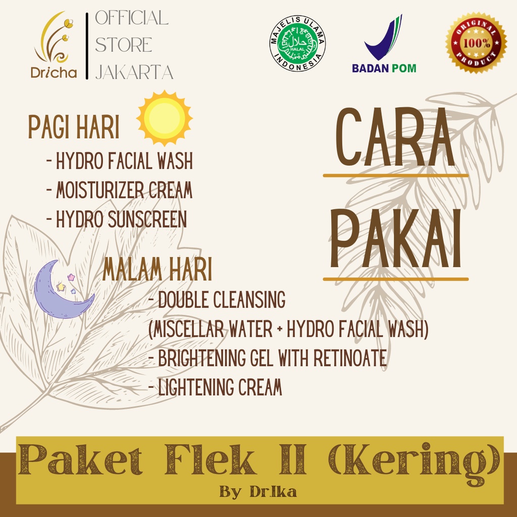 DRICHA Paket flek 2 untuk kulit kering dan normal