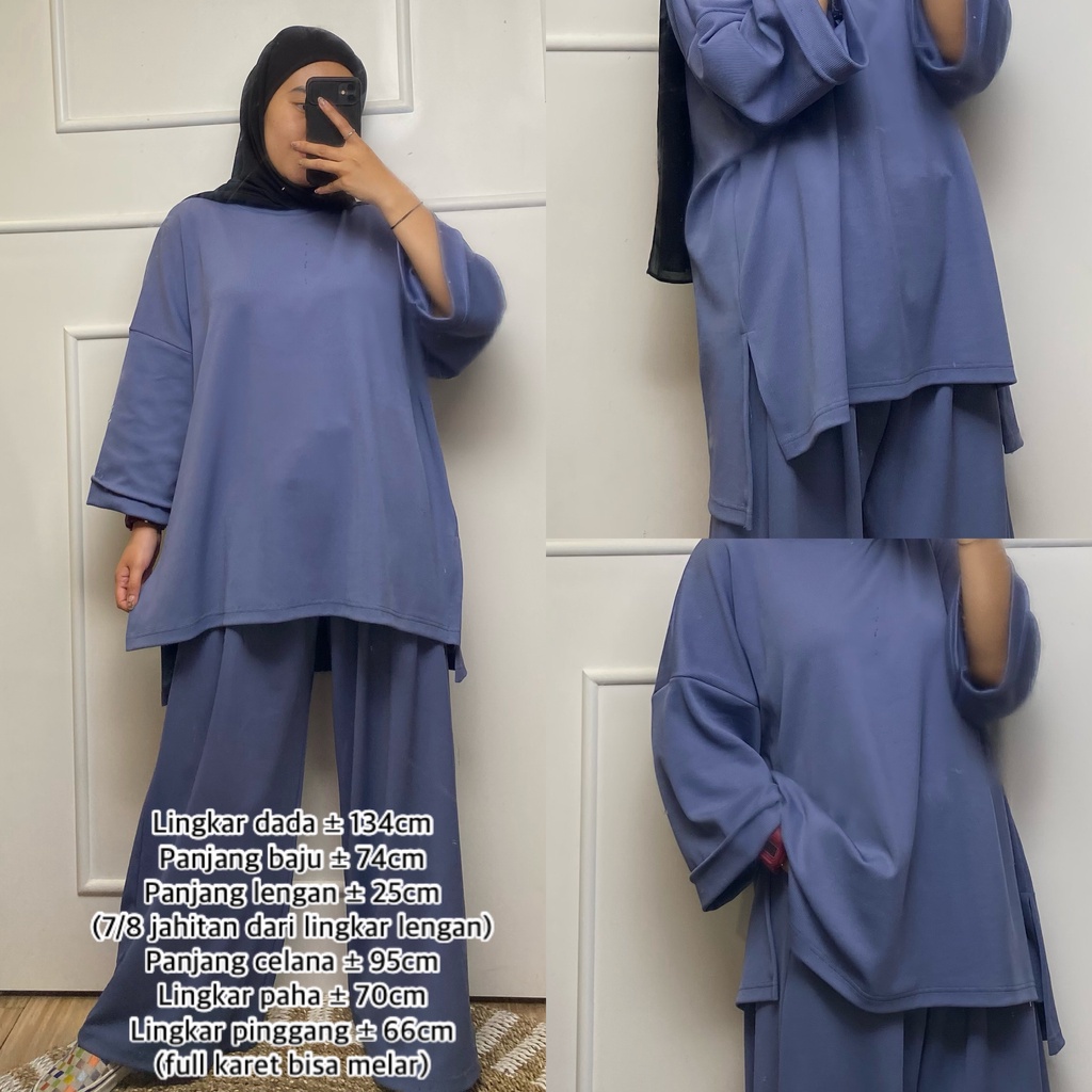 Oneset Zahra Knit Setelan Wanita Oversize LD 134cm Hijab Friendly