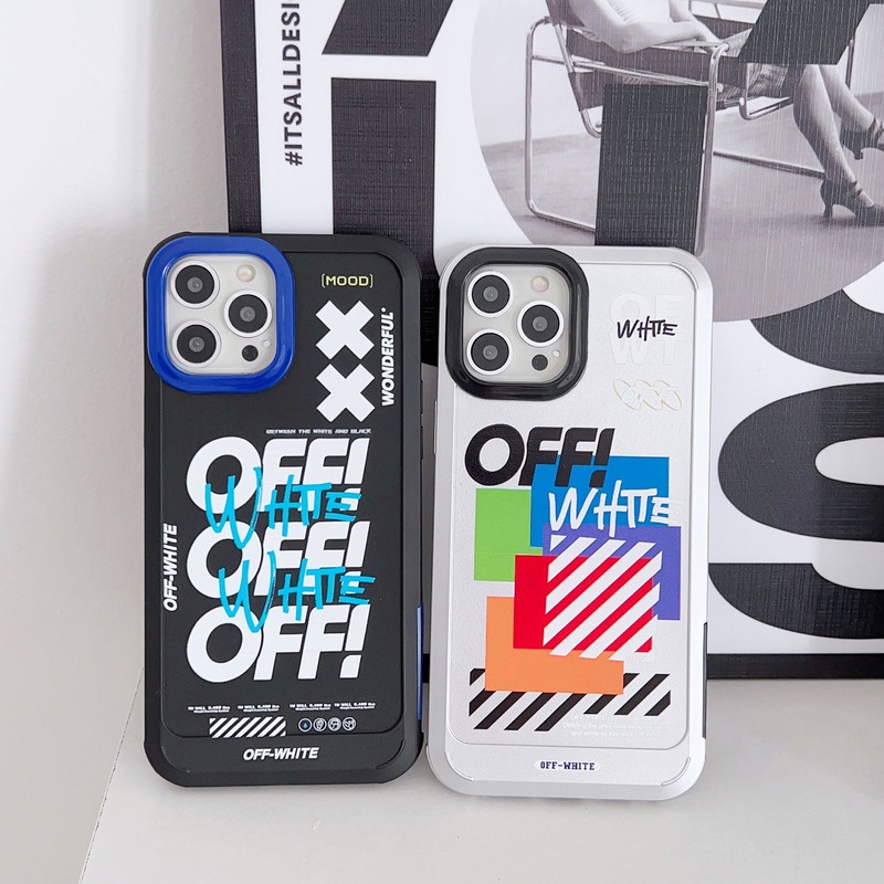 Sports white off xx Untuk iPhone Cases Akrilik Transparan Casing Ponsel Untuk Iphone13 12 11 Pro XR X XS Max7 8 Plus Biru Silikon Penutup Belakang