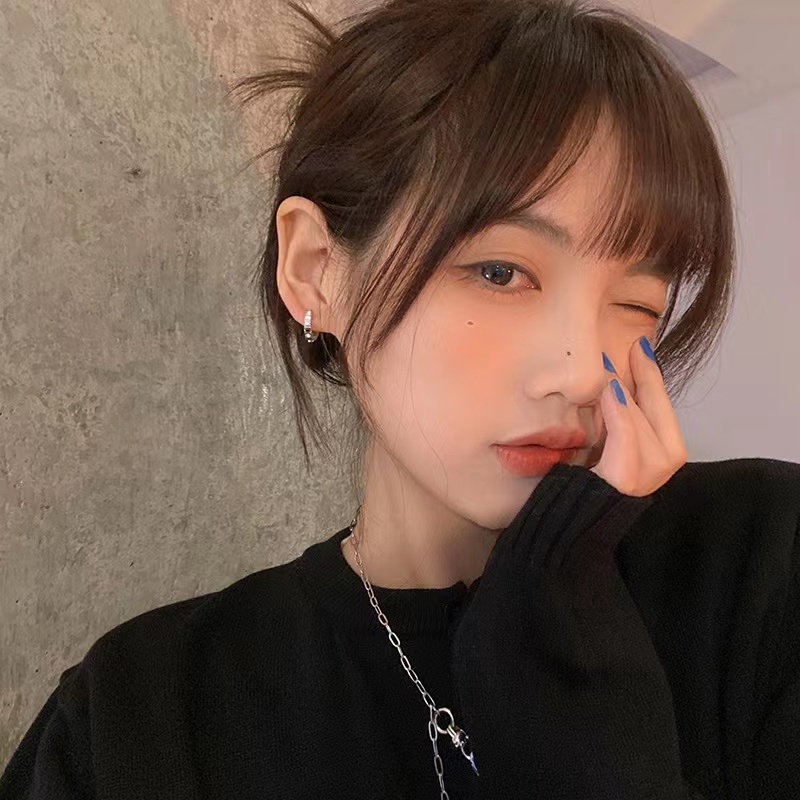 IFYOU Anting Tusuk Simple Zircon Silver Earrings Untuk Aksesoris Perhiasan Wanita