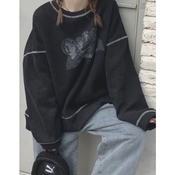 THE BEATLESS Sweater Crewneck Oblong Wanita Blouse Ala Korean Outfit Kekinian Gaya Santai