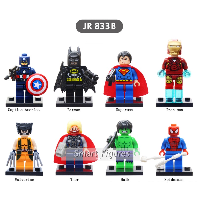 Minifigures Klasik Marvel Super Heros Superman Captain America Wolverine Thor Hulk Spiderman Mini Angka Mainan Hadiah