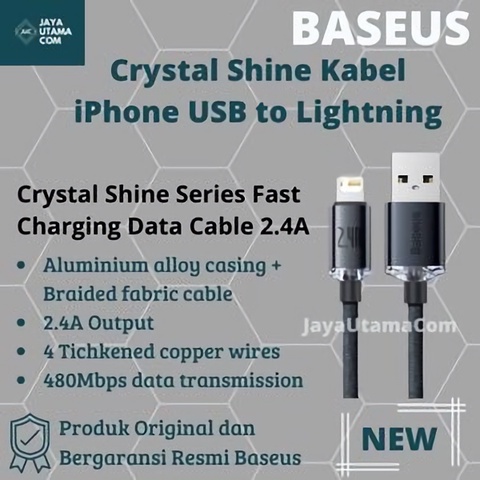 Baseus Crystal Shine Kabel iPhone USB to Lightning 2.4A Fast Charging Ori
