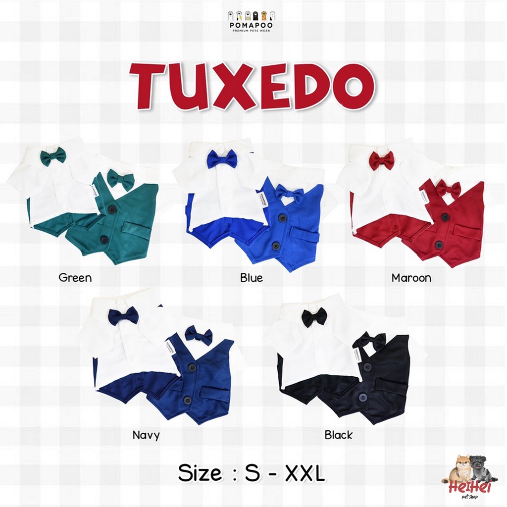 Pomapoo Kemeja Tuxedo - Baju Kucing Anjing Pesta Anjing Kucing Jantan - Male Dog Cat Shirt