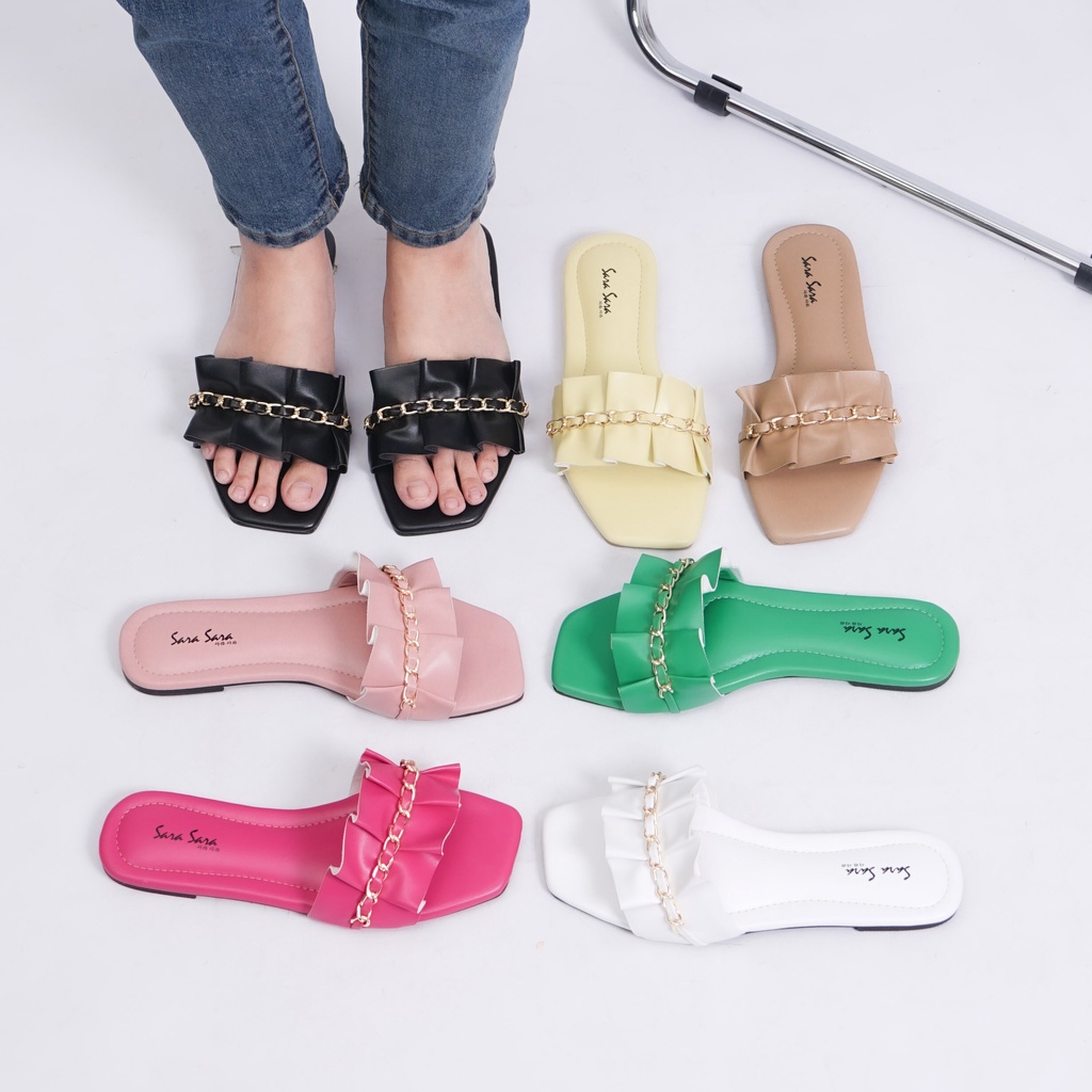 Sara Sara MIA Sandal Wanita Terbaru Model Teplek Bahan Karet Keren