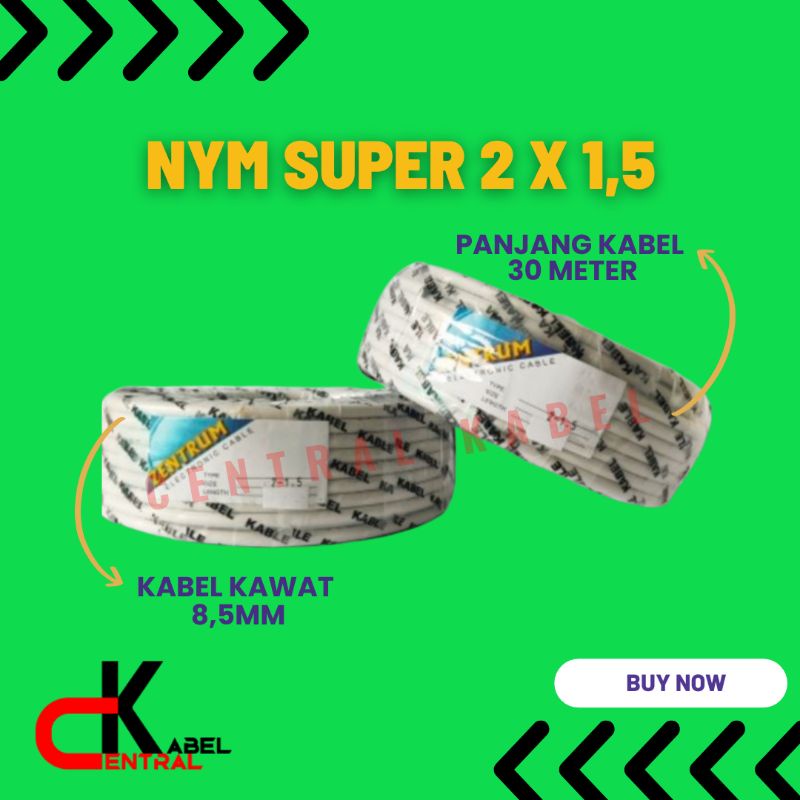 KABEL LISTRIK KAWAT NYM SUPER 2 x 1,5 (30 METER)