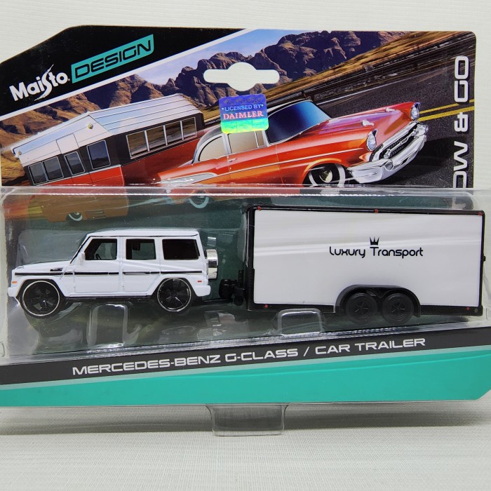 DIECAST MERCEDES-BENZ G-CLASS / CAR TRAILER MAISTO 1:64 TOW & GO TERBARU