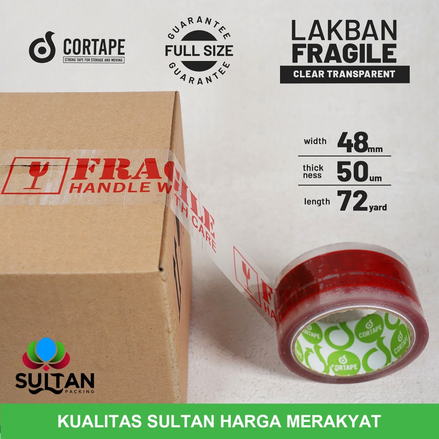 

Lakban Fragile Transparant 48mmx72yard Satuan Plakban Isolasi Solatip