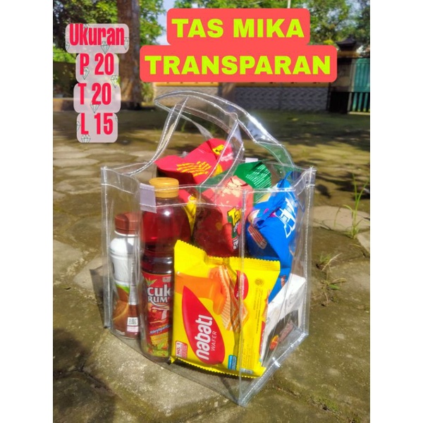 ( 20x20x15 )Tas Mika Transparan / Tas Mika Size Besar / Tas Mika / Tas Hampers / Tas Kotak Bekal