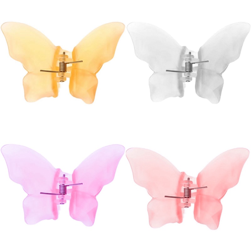 Fashion Transparan Matt Kupu-Kupu Rambut Cakar Klip Wanita Gadis Manis Padat Rambut Klem Jepit Ponytail Holder Hair Accessorie