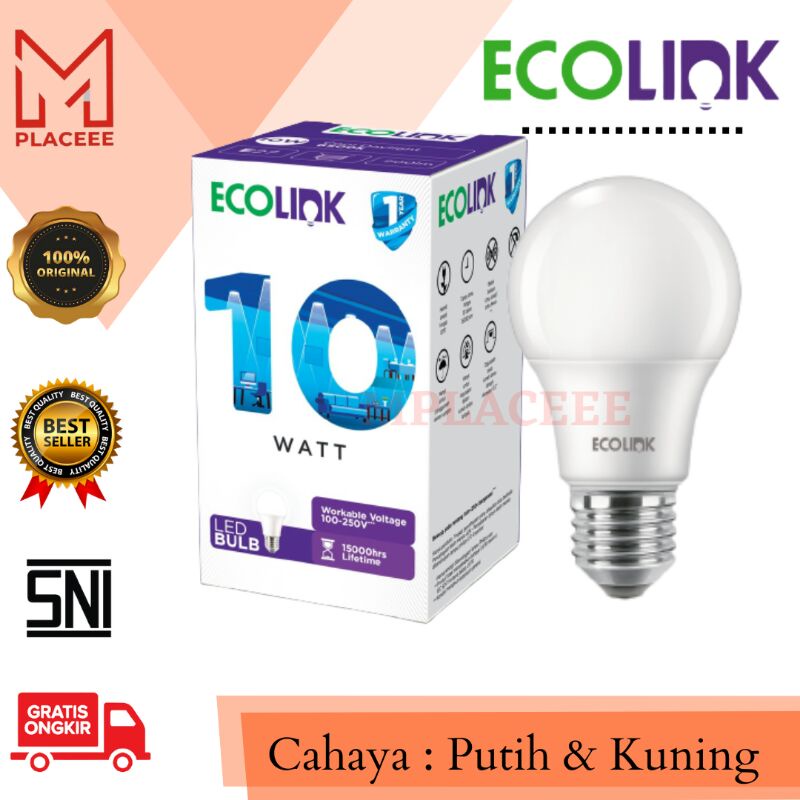 lampu led bulb ecolink 10 watt putih harga promo