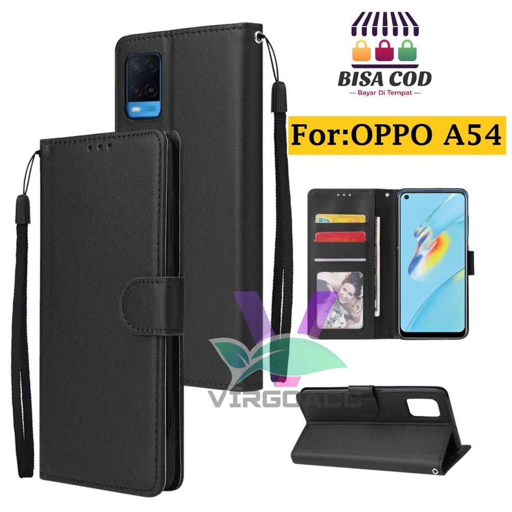 REIQE6364 LEATHER CASE FLIP OPPO A54-FLIP COVER KULIT SARUNG BUKU DOMPET-CASING WALLET LEATHER CASE 