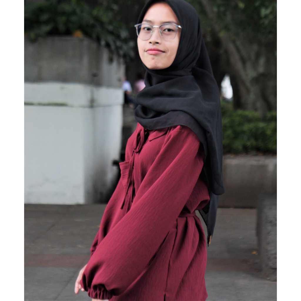 Lili Blouse Crinkle airflow Maroon / Atasan wanita by sani collection