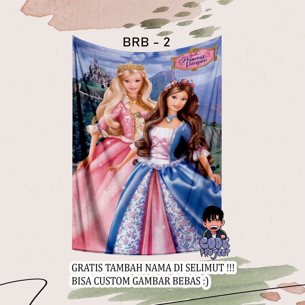 SELIMUT ANAK KARAKTER BARBIE - selimut anak gambar barbie - selimut anak perempuan lucu - selimut ga