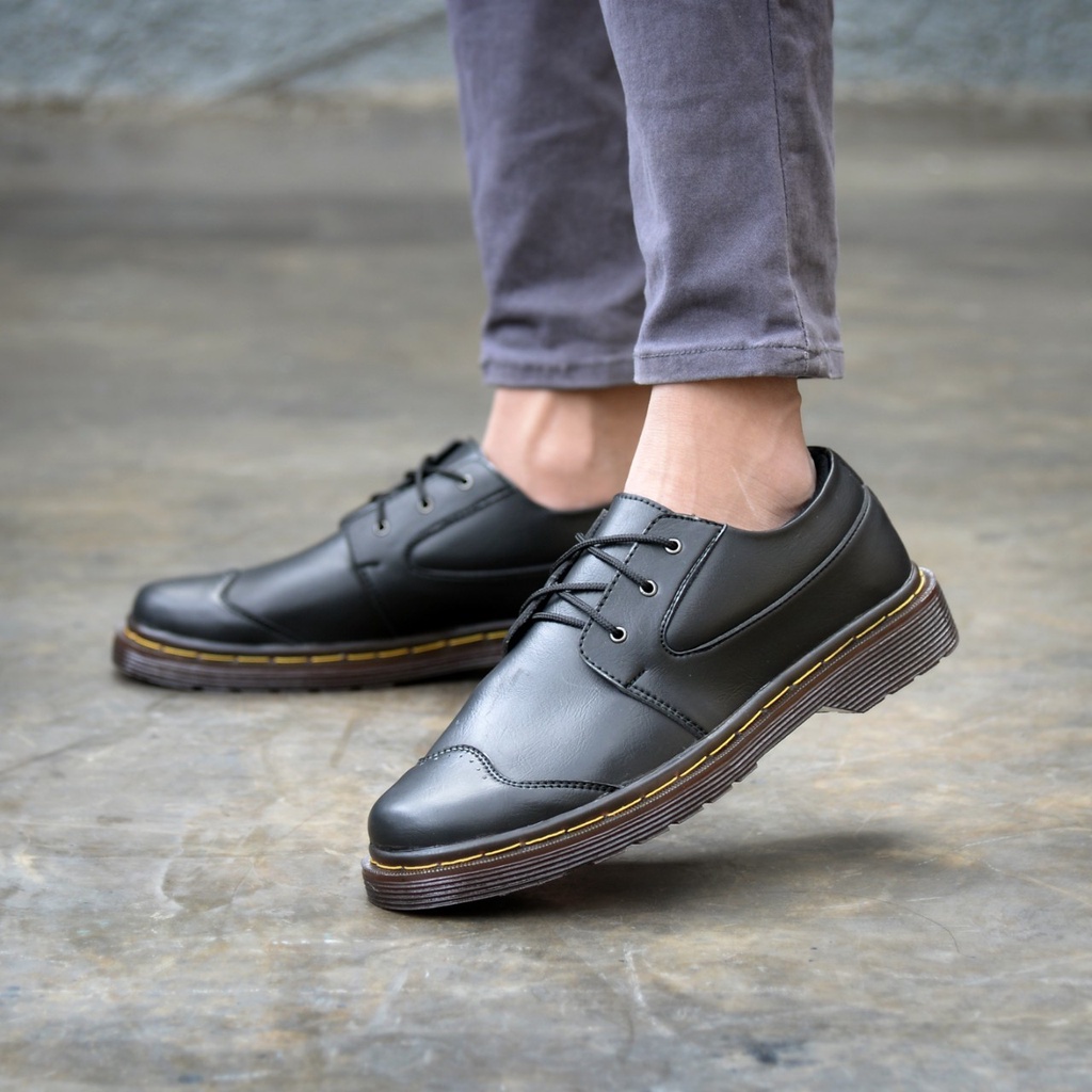 RIONZ DORI SERIES - SepatuFormal Pantofel Pria Resmi Formal Tali Hitam Coklat Kulit PU Original Brown Black Kantor Kuliah Casual Gereja Pesta Kondangan Nikahan Kerja Perkantoran PNS Guru Gaya Trendy Kekinian Terlaris Murah