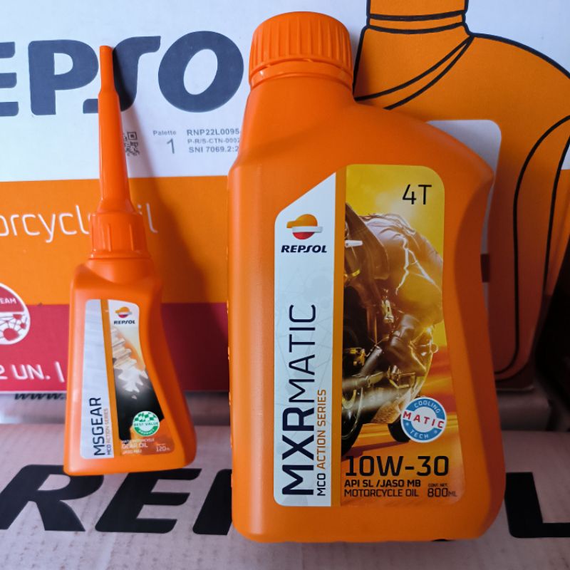 PAKET OLI REPSOL MXR MATIC 08L SAE 10W-30 API SL JASO MB + OLI GARDAN 120ML ORIGINAL REPSOL