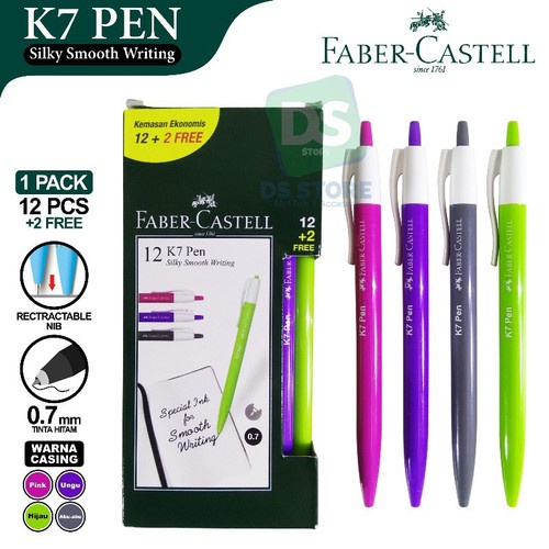 

Faber Castell Pulpen Ballpoint K7 Pen 0.7mm Black Inkbox - Pcs