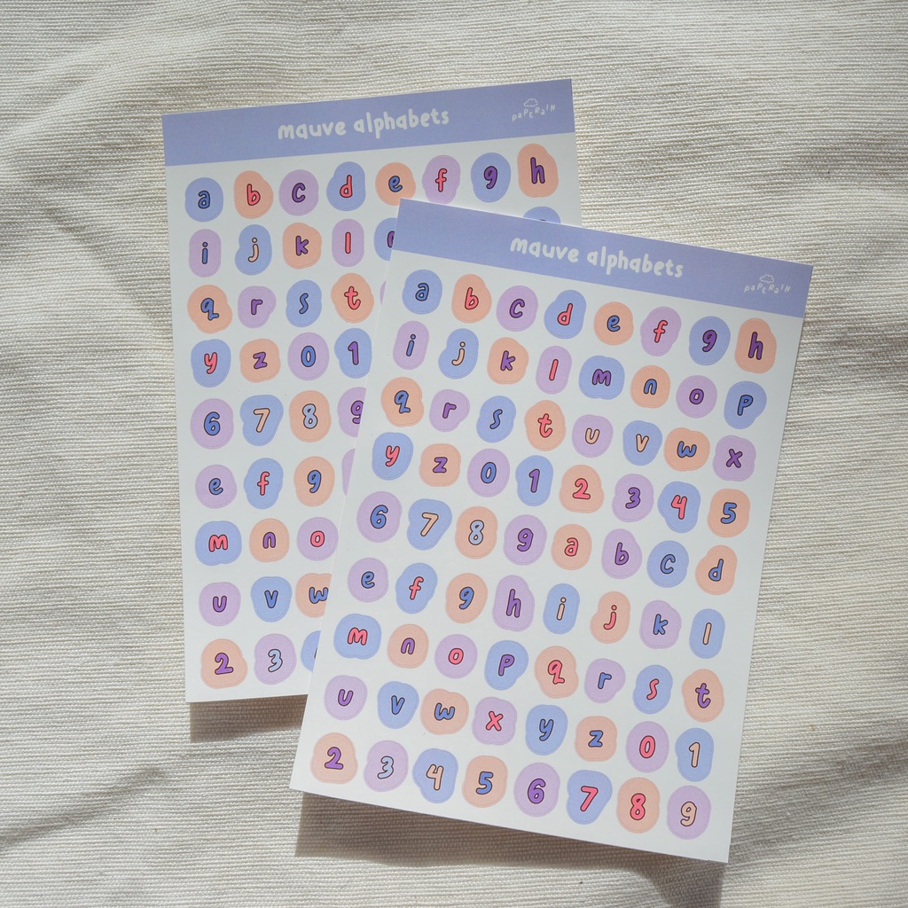

mauve alphabets sticker sheet