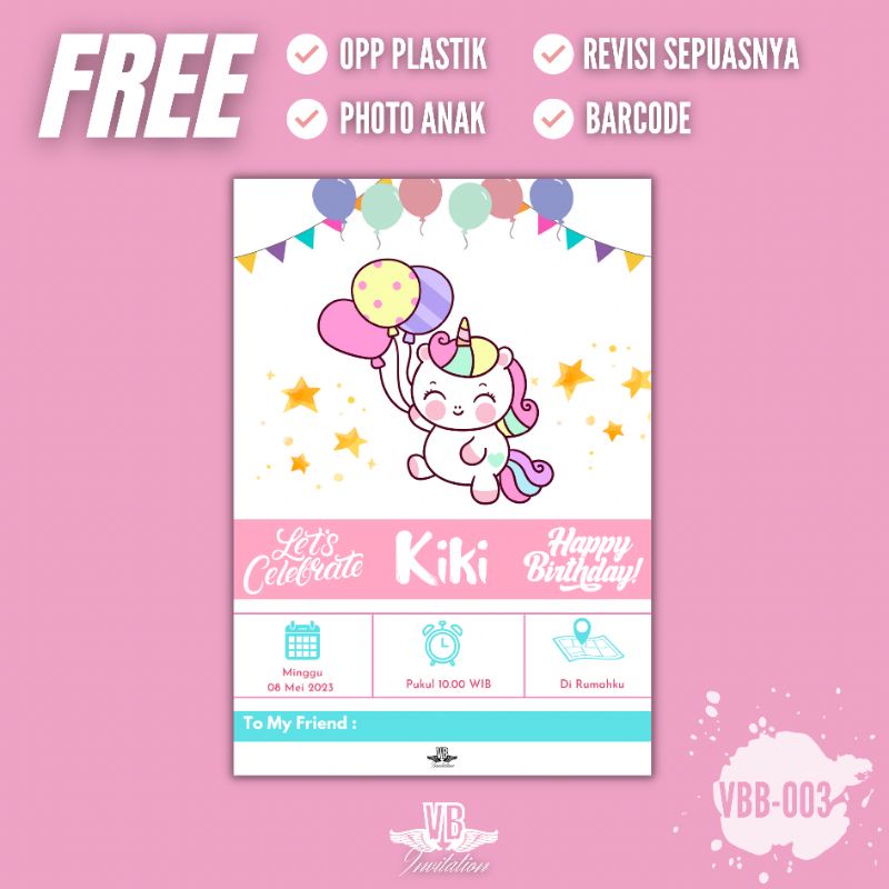 CETAK UNDANGAN ULANG TAHUN ANAK CEPAT MURAH SIMPLE LUCU FREE PLASTIK