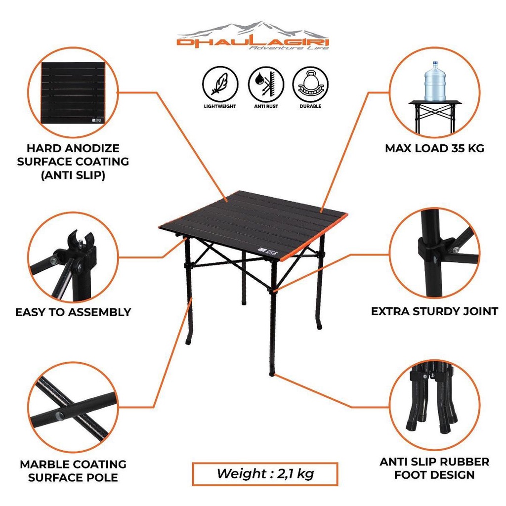 Folding Table Dhaulagiri 501 Meja Lipat Portable Outdoor Camping