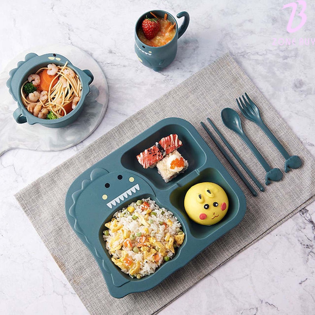 Peralatan Makan Sendok Dan Garpu Desain Dinosaurus Untuk Anak/mangkuk piring