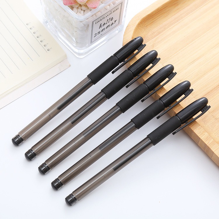 6pcs Pena Pen Pulpen Hitam Handle Karet OSM-ST0209