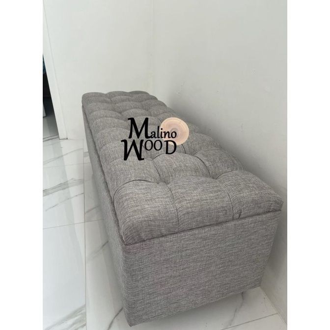 Sofa bench panjang kursi kain minimalis grey storage bangku