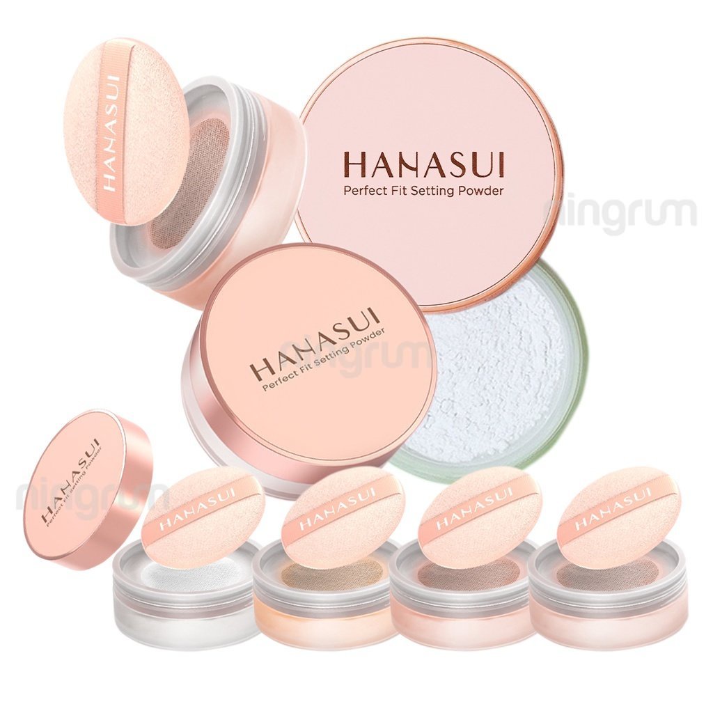 Ningrum - HANASUI Perfect Fit Setting Powder Indonesia | Make Up Light Medium Natural Translucent | Loose Bedak Tabur Wajah Original BPOM - 5013