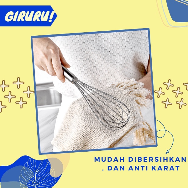 Whisk Stainless / Pengocok Telur Stainless / Whisk Egg Beater / Baking Tool / Manual Mixer / Ballon Whisk Stainless Kocokan Telur Stainless steel 29 cm whisker Pengocok Telur / Better Beater Hand Mixer Manual / Alat Pengocok Full Stainless Kocokan Telur