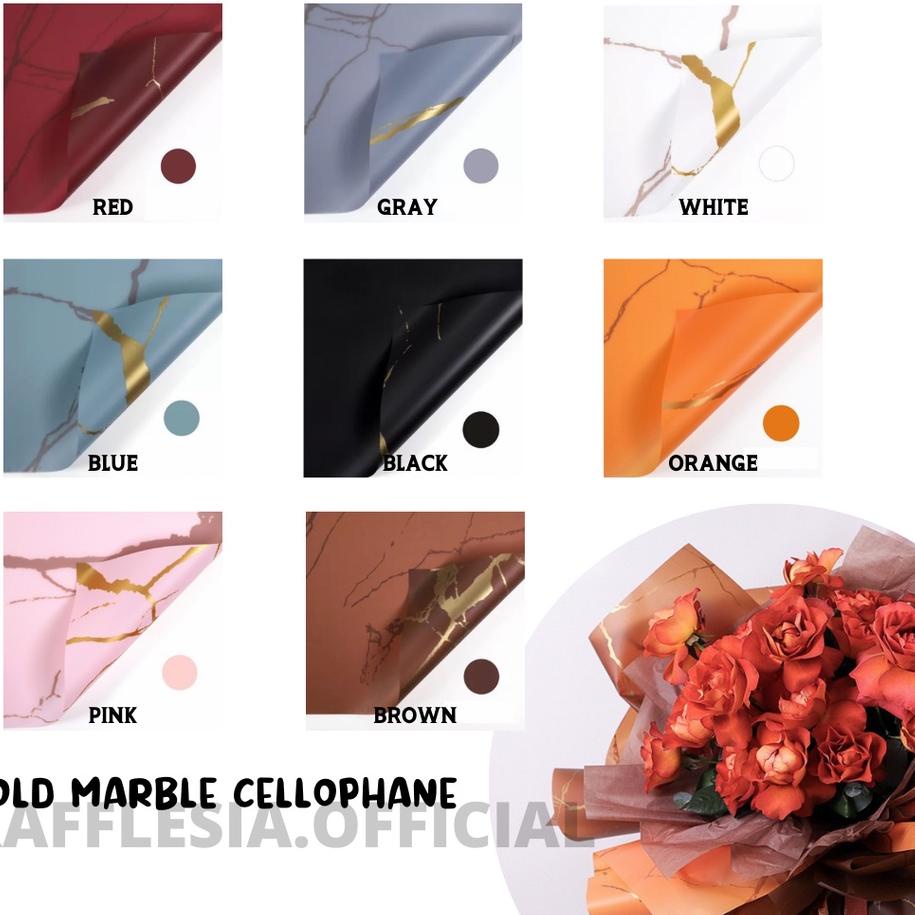 

DNL866 [5 LEMBAR] FLOWER WRAPPING GOLD MARBLE CELLOPHANE WATERPROOF KERTAS BUKET BUNGA ##