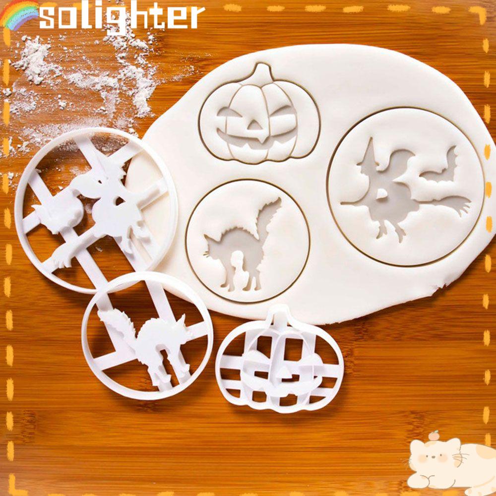 Solighter 3pcs Cetakan Kue Kering Embosser Baking Fondant Cookie Cutter Alat Kue Pesta Halloween