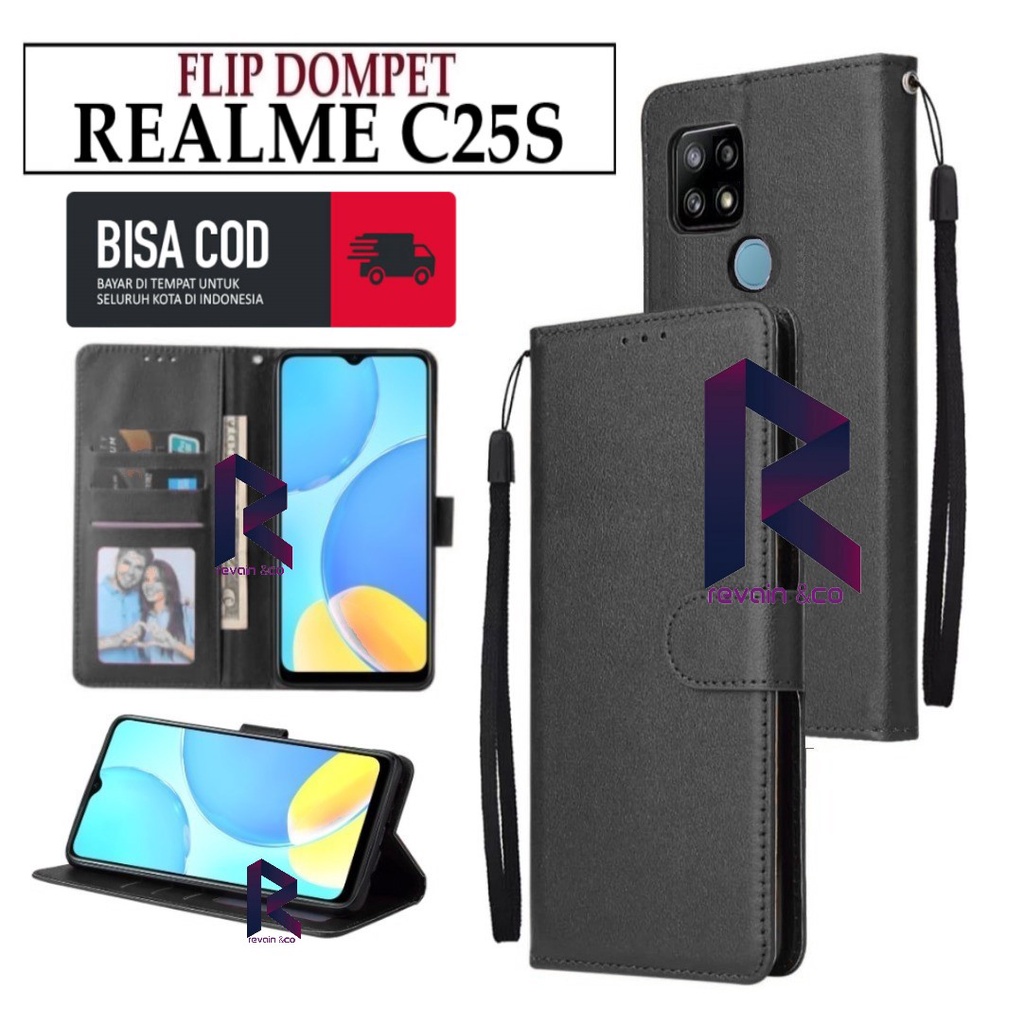 CASE REALME C25S FLIP WALLET LEATHER KULIT PREMIUM SARUNG BUKA TUTUP KESING HP FLIP CASE REALME C25S