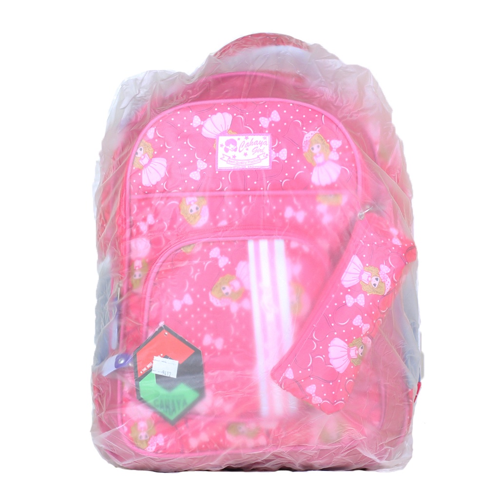 Tas Cewek Princess Pink SD Free Raincover Tempat Pensil  Bahan Tebal Dan Awet Harga Murah Dan Terjangkau