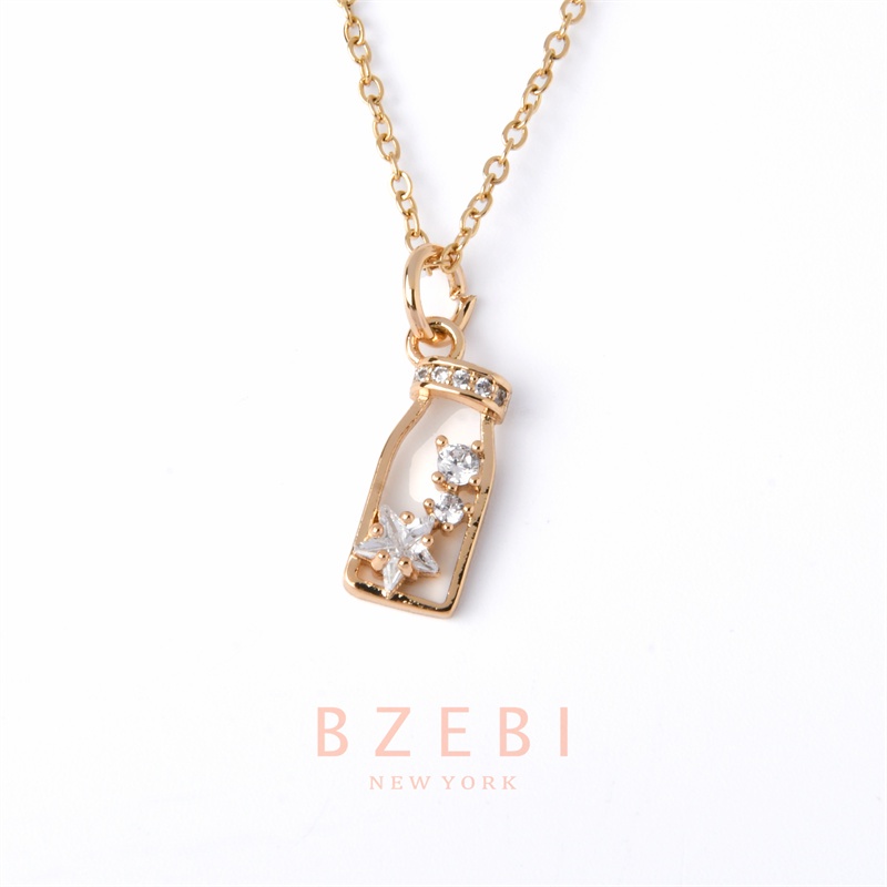 Bzebi Kalung Emas 18k, Kalung Baja Titanium, Kalung Liontin Berlian, Anti Karat, Aksesoris Fashion Wanita, Perhiasan Gaya Korea, Hadiah Ulang Tahun Dengan Box Eksklusif 856n