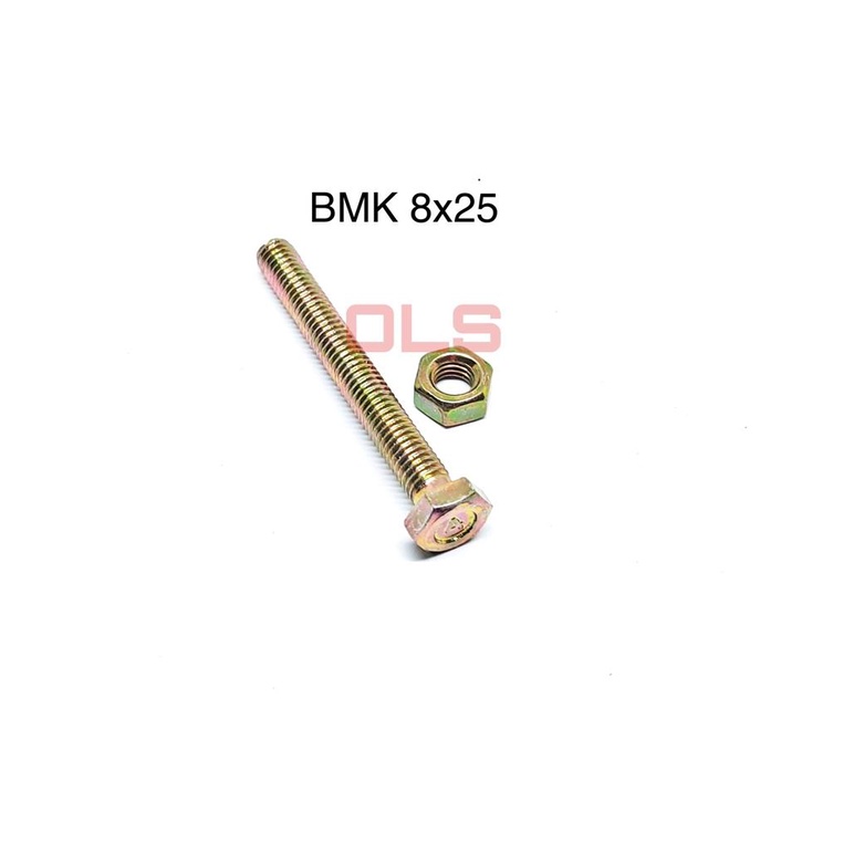Baut Mur M8x25 Kuning Kunci 12 Panjang 2.5cm 8mm BMK