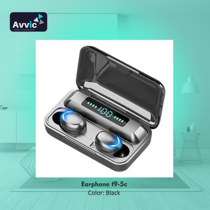 headset bluetooth Headset F9-5C Bluetooth 5.1 True Wireless Stereo Earphone for TWS - Black(O6L1) he