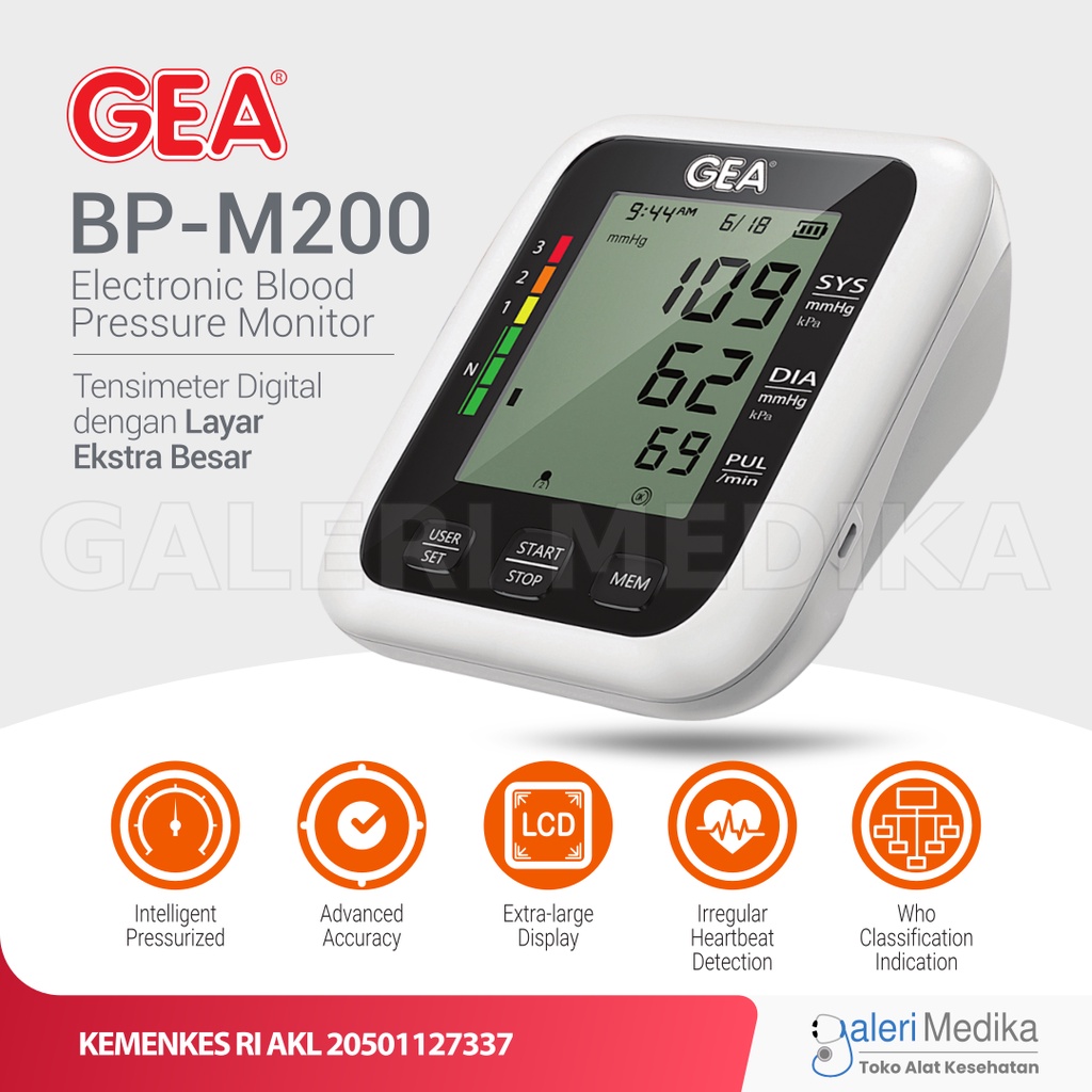 Tensimeter Digital GEA BP-M200 Dual User - Alat Ukur Tekanan Darah GEA