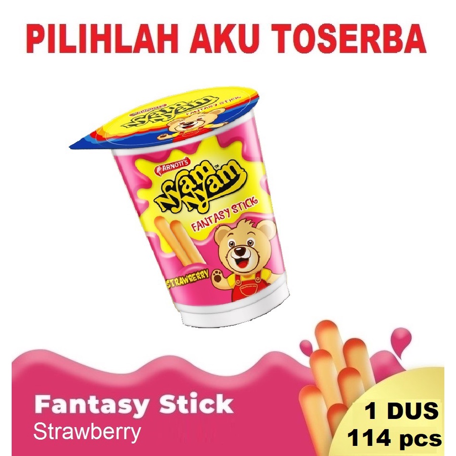 Arnott's Nyam Nyam Fantasy Stick STRAWBERRY 25 gram - ( HARGA 1 DUS )