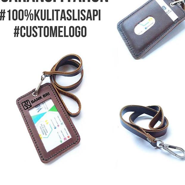 

ダ name tag id kulit asli logo BANK BRI warna coklat - tali id card Big Sale
