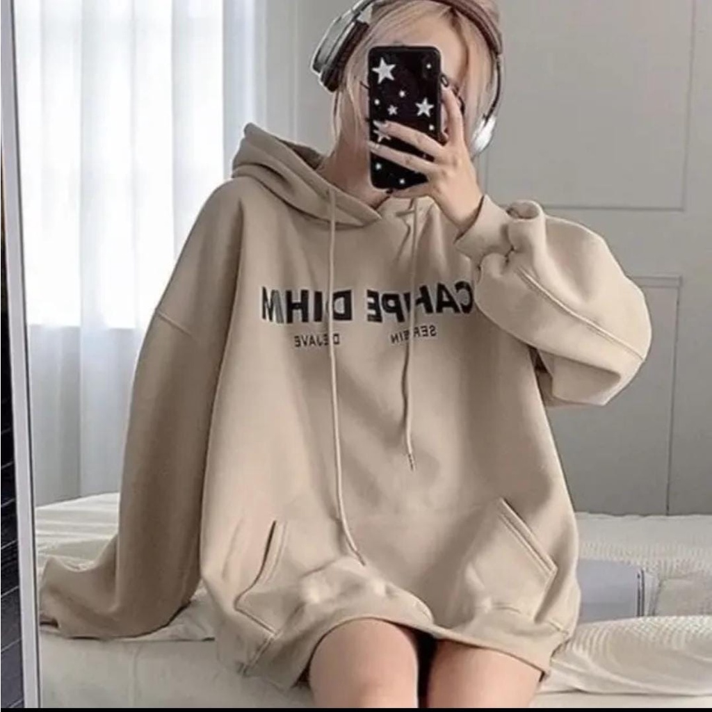 HOODIE WANITA OVERSIZE CAHPE DIHIM // JUMPER WANITA PREMIUM ALA KOREA SIZE XL FLEECE TEBAL LEMBUT TERBARU,