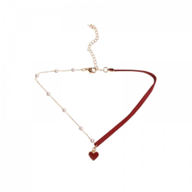 MORYMOSHI K32 Kalung Love Satin Rantai Mutiara Fashion Korea