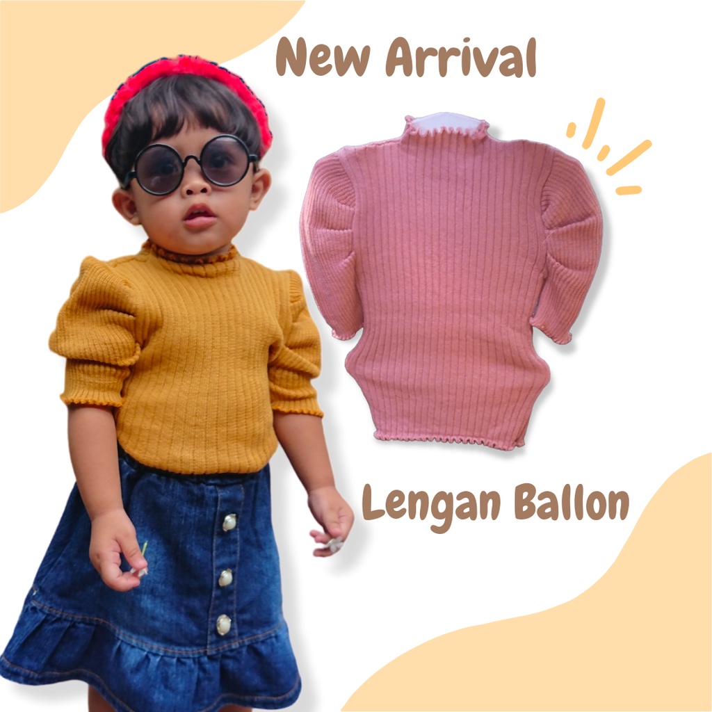 DECUTE Baju Rajut Anak Perempuan Gaya Korea Lengan Balon 1 2 3 thn Fhasion Anak Perempuan Terbaru Baju Lebaran Anak Terbaru 2023