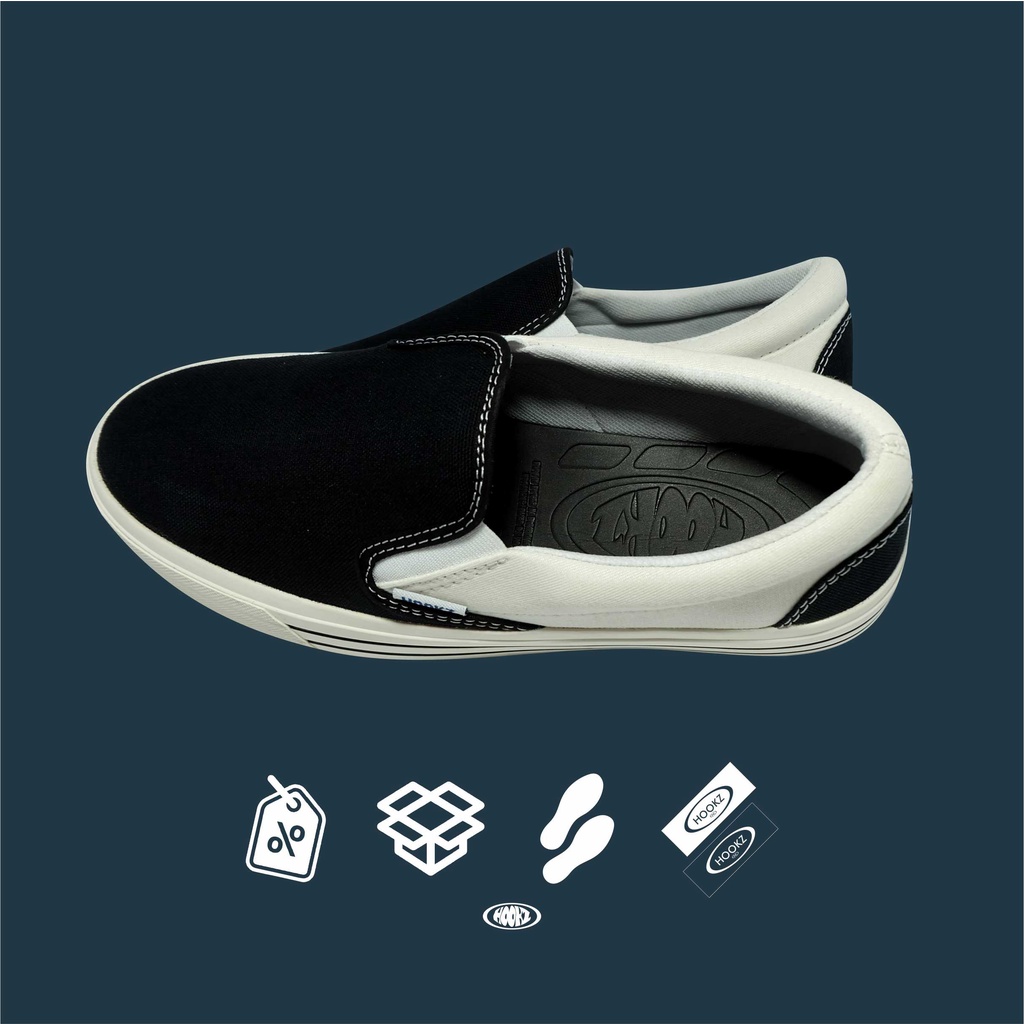 HOOKZ.INC -  SEPATU SLIP ON STRIPE | SOUTH BROKEN WHITE V2 | ORIGINAL 100%